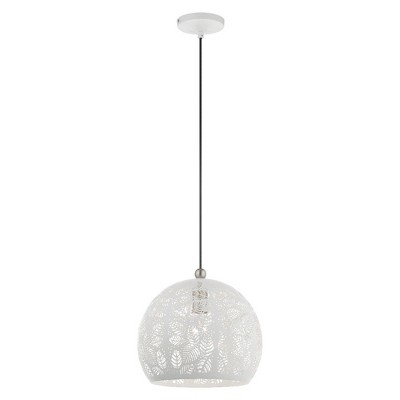 Elegance Crystal Globe Pendant with White and Brushed Nickel Finish