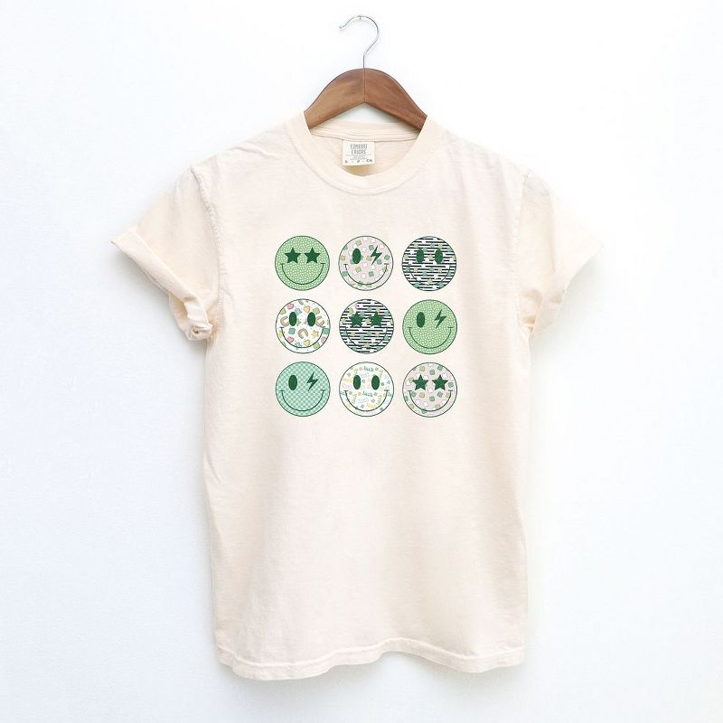 Simply Sage Market Women's St. Patrick's Smiley Chart Short Sleeve Garment Dyed Tee, 1 of 4