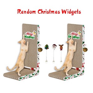 2-Piece Christmas L-Shaped 3D Cat Scratching Post, 23.6-inch L-Shaped Cat Scratching Post with Ball Toy - 1 of 4