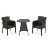 GDFStudio Mockler Outdoor Wicker and Iron 3 Piece Bistro Set with Umbrella Hole - 2 of 4