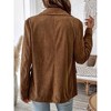Womens Blazer Trendy Textured Fashion Tiny Corduroy Lapel Neck Blazers Faux Double Breasted Coats with Faux Flat Pocket - 2 of 4