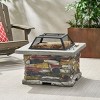 Coolbibila 28" Square Outdoor Concrete Wood Burning Fire Pit Table with Lid,Patio Fireplace Wood Burning Outdoor Garden,Backyard Fire Bowl - 3 of 4