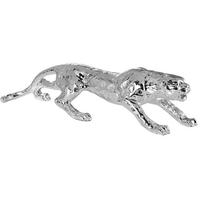 Studio 55D Prowling 23 1/2" Wide Silver Mirror Leopard Table Sculpture