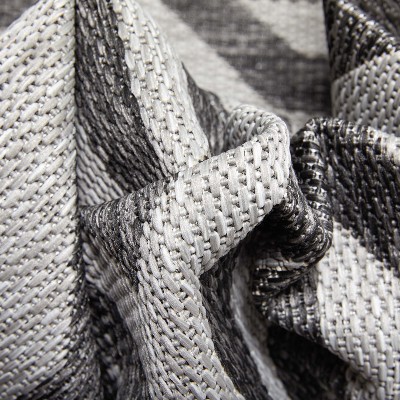 Gray and White Synthetic Flat Woven Reversible 5' x 7' Area Rug