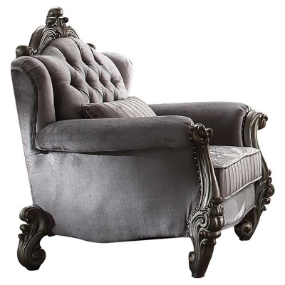 Versailles Antique Platinum Velvet Accent Chair