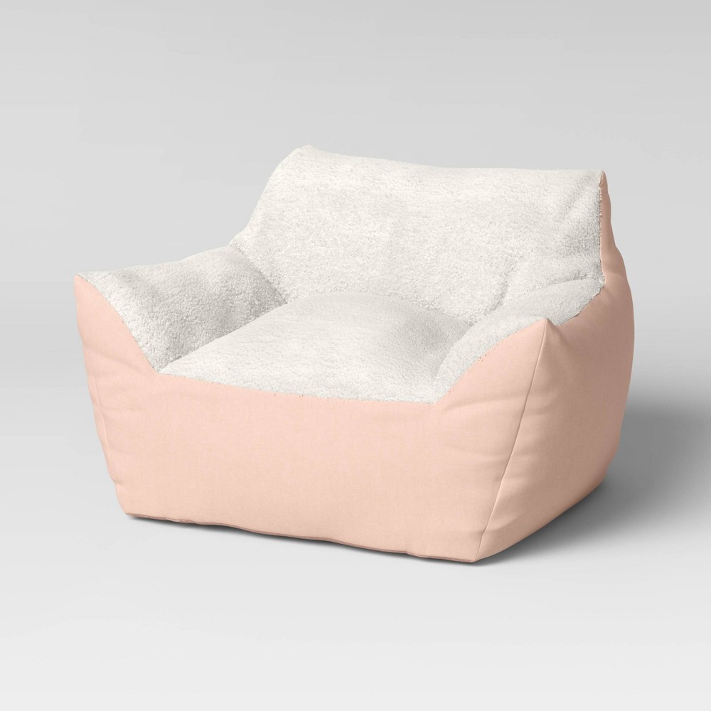 Photos - Bean Bag Chambray Kids'  Chair Pink - Pillowfort™