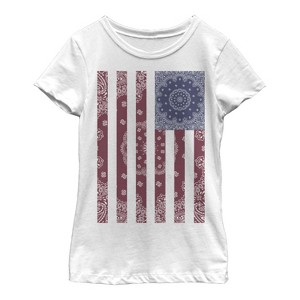 Girl's Lost Gods Paisley American Flag T-Shirt - 1 of 4