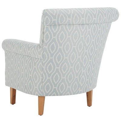 Hazina Light Blue Linen Blend Club Accent Chair with Wood Legs