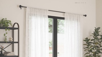 Matte Black Adjustable Steel Curtain Rod with Pleated Finial