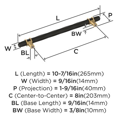 Matte Black Bronze and Champagne Bronze 8" Bar Pull with Mounting Hardware