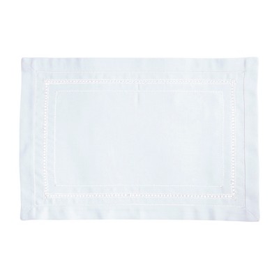Saro Lifestyle Traditional Hemstitch Placemat (Set of 12), White, 14"x20"