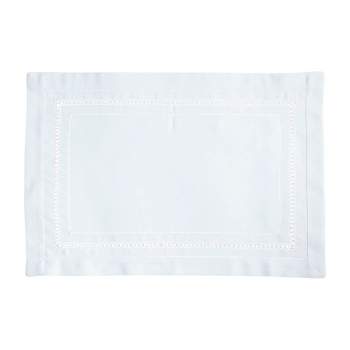Saro Lifestyle Traditional Hemstitch Placemat (Set of 12), White, 14"x20"
