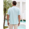 Men's Cotton Linen Shirts Short Sleeve Beach Button Down Shirts for Men - 2 of 4