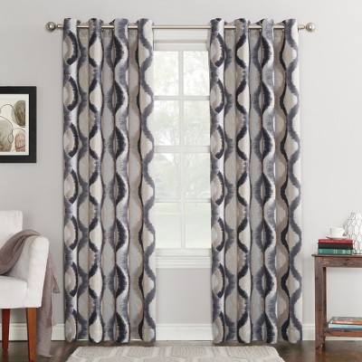 63"x54" Henniker Ogee Watercolor Energy Efficient Grommet Curtain Panel Gray - Sun Zero