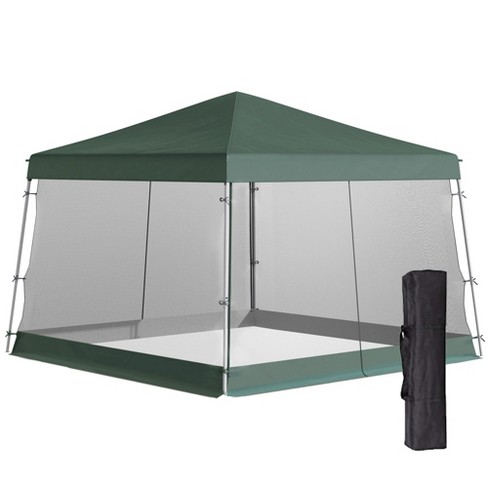 Pop up outlet canopy with net