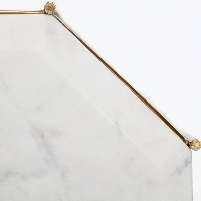 White Marble Top Accent Table with Gold Metal Base, 26"