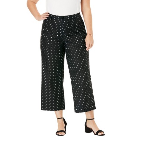 Jessica London Women's Plus Size Wide-leg Stretch Poplin Crop Pant, 12 W -  Black : Target