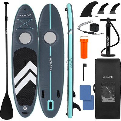 Inflatable Stand-Up Paddleboard with Window for Relaxation + Pump, Paddle, Fin Included, Great for Lakes and Rivers
