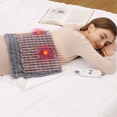 Heating Pad for Back, Abdomen, 12" x 24" Portable Electric Heating Pad with 3 Heat Settings and 3 Massage Modes, Weighted Heating Pad with Timer