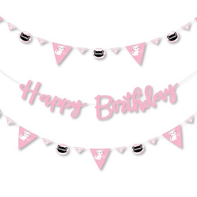 Big Dot of Happiness Purr-fect Kitty Cat - Kitten Meow Birthday Party Letter Banner Decoration - 36 Banner Cutouts and Happy Birthday Banner Letters