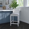 35.75" Fowler Wood Counter Height Barstool Sea White - Hillsdale Furniture: Coastal Planked Back, Fog Fabric Seat - 4 of 4