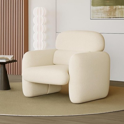 Modern Accent Chair, Wood Frame Sofa Chair, Comfortable Reading Armchair for Living Room, Bedroom, Apartment, Corner