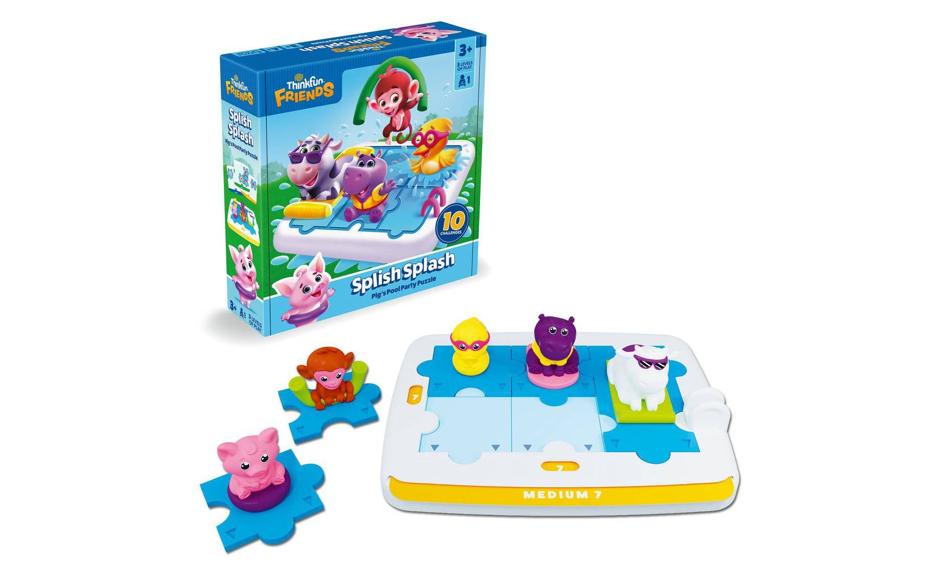 ThinkFun Friends - SplishSplash Pig's Pool Party Puzzle Game: Creative Thinking, Problem Solving, Solo Board Game