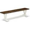 HomeStock Modern Dining Room Bench with Wooden Seat, 72x15x18 Inch, White/Espresso - 4 of 4