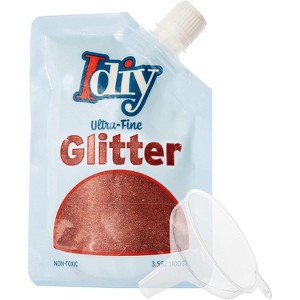 iDIY Ultra Fine Scarlet Red Glitter (100g, 3.5 oz Pouch) Easy-Pour Bag & Funnel - Non-Toxic, Arts & Crafts, School Projects, and Decorations - 1 of 3