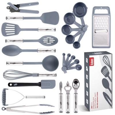 Kaluns Kitchen Utensils Set, 24 Piece Silicone Cooking Utensils, Dishwasher  Safe And Heat Resistant Kitchen Tools, Black : Target