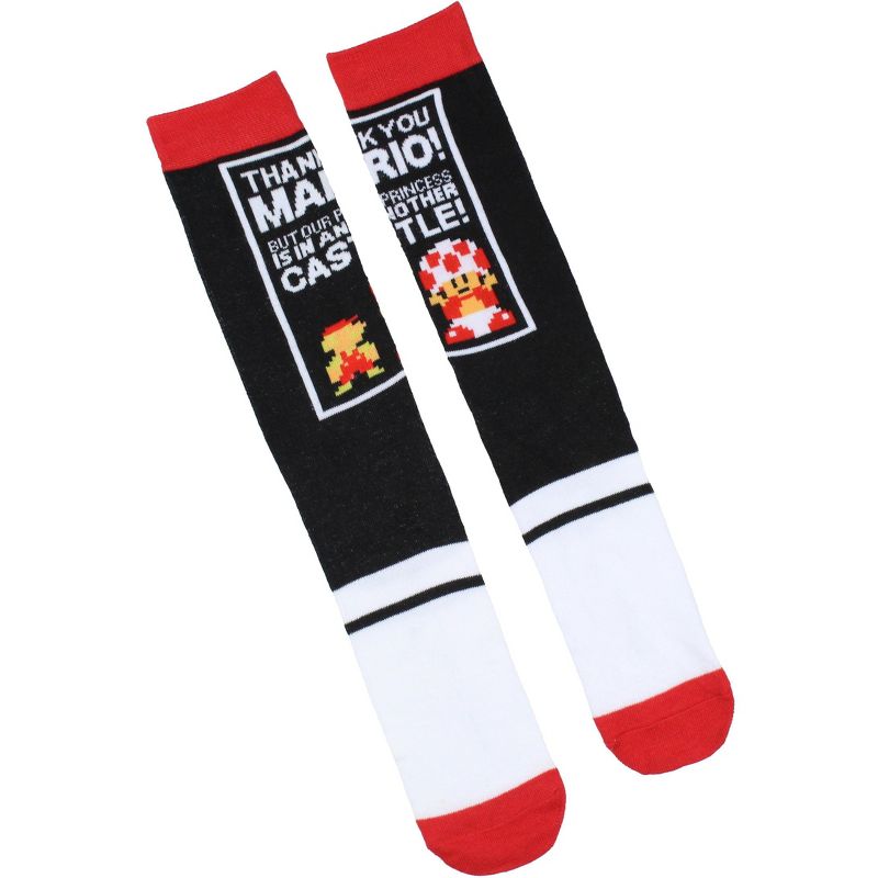 Nintendo Super Mario Bros. Socks Men's Retro NES Video Game 3 Pack Crew Socks Black, 2 of 5