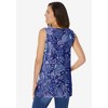Woman Within Plus Size Perfect Printed Sleeveless Shirred V-Neck Tunic - 3 of 4
