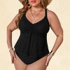 Women's Plus Size Twist-Front Back Tie Tankini Set Bathing Suit - Cupshe - 2 of 4