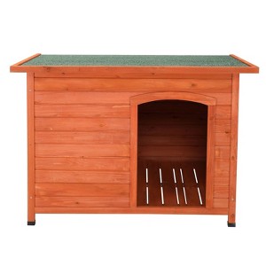 BENCMATE Pet Crates and Houses All-Weather Wood Dog House, Waterproof Outdoor Shelter with Ventilated Roof and Elevated Design, Green, 48"*32.7"*5.5" - 1 of 4