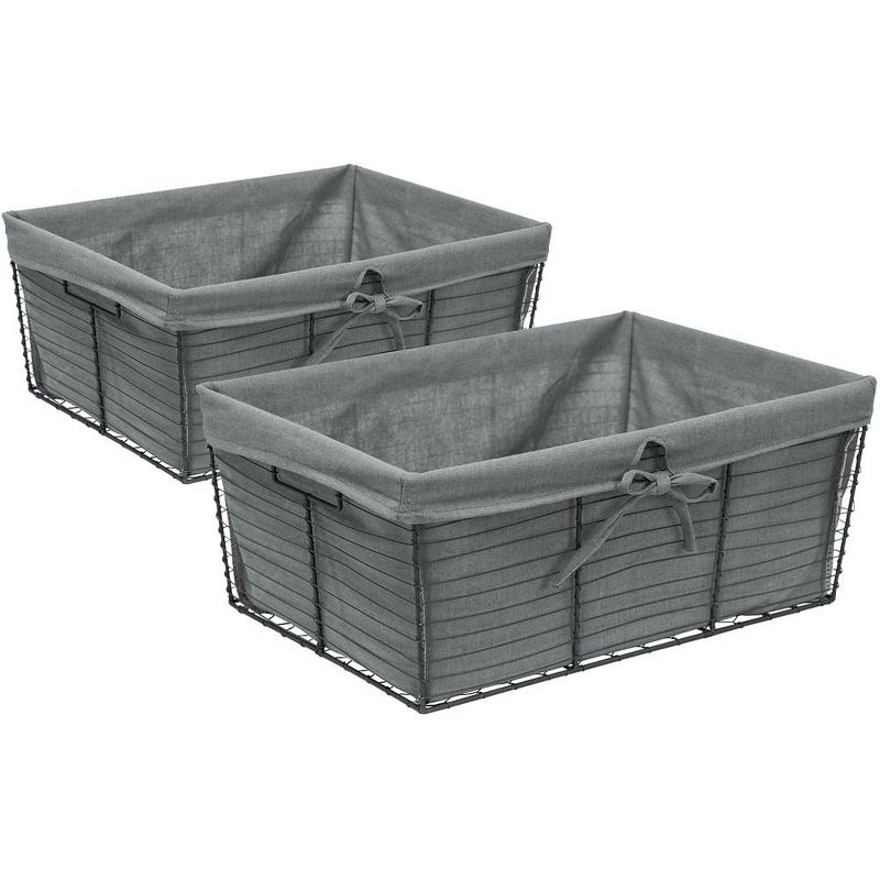 Sorbus 2 Pack 16.5 in. L x 12.5 in. W x 7.12 in. H Wire Basket with Gray removable fabric Liner - for Kitchen, Pantry, Bathroom, and more, 5 of 10