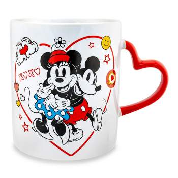 Silver Buffalo Disney Mickey and Minnie Mouse Icons 20-Ounce Ceramic Mug With Sculpted Handle