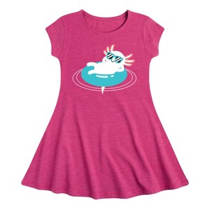 Girls' - Instant Message - Axolotl Pool Floatie Fit & Flair Cap Sleeve Graphic Dress - 1 of 4
