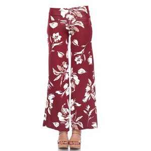 Women's Flower Printed Palazzo Pants - White Mark - 1 of 3