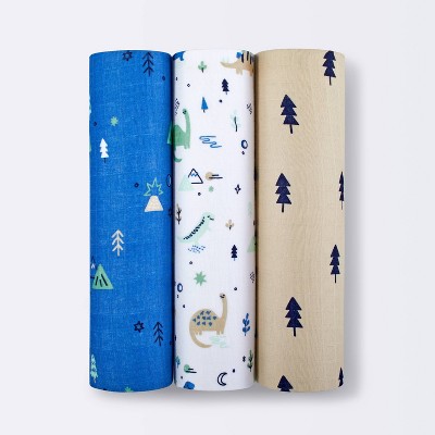 Dinos Cool Muslin Swaddle Blanket - Green/Blue - 3pk - Cloud Island&#8482;