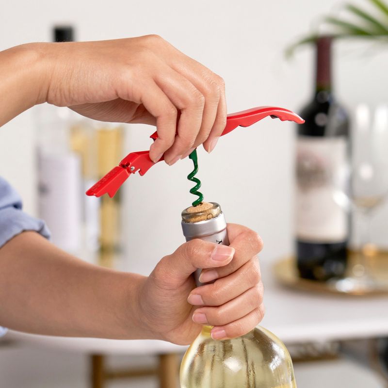 True TrueTap Double Hinged Waiter’s Corkscrew, Holiday Wine Bottle Opener with Foil Cutter, Wine Key, 2 of 5