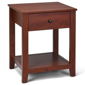Costway Night Stand End Side Table Bedside Accent Table with Drawer and Storage Shelf - 1 of 4