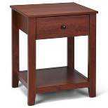 Costway Night Stand End Side Table Bedside Accent Table with Drawer and Storage Shelf