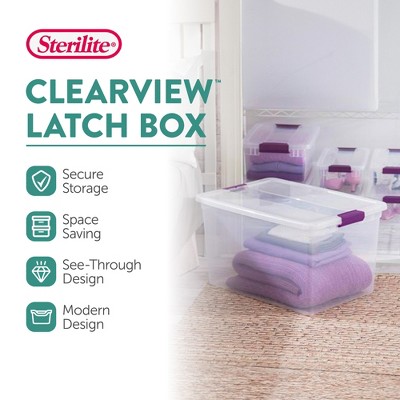 Clear Plastic Stackable Lidded Underbed Storage Boxes, 66 Quart, 6 Pack