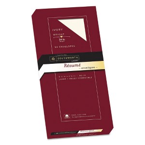 Southworth 100% Cotton Resume Envelope, #10, Commercial Flap, Gummed Closure, 4.13 x 9.5, Ivory, 50/Box - 1 of 2