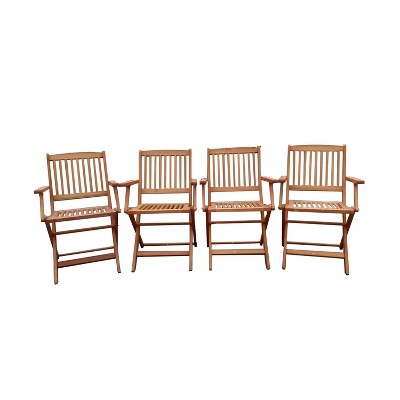Foldable Patio Dining Set, 4 Folding Chairs, Indoor and outdoor universal, Teak