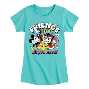 Girls' - Disney - Friends Are All You Need Fitted Short Sleeve Graphic T-Shirt - 1 of 4