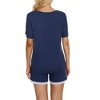 cheibear Women's Soft Shorts Sleeve Nightwear with Pockets Pajama Set 2 Pcs - 4 of 4