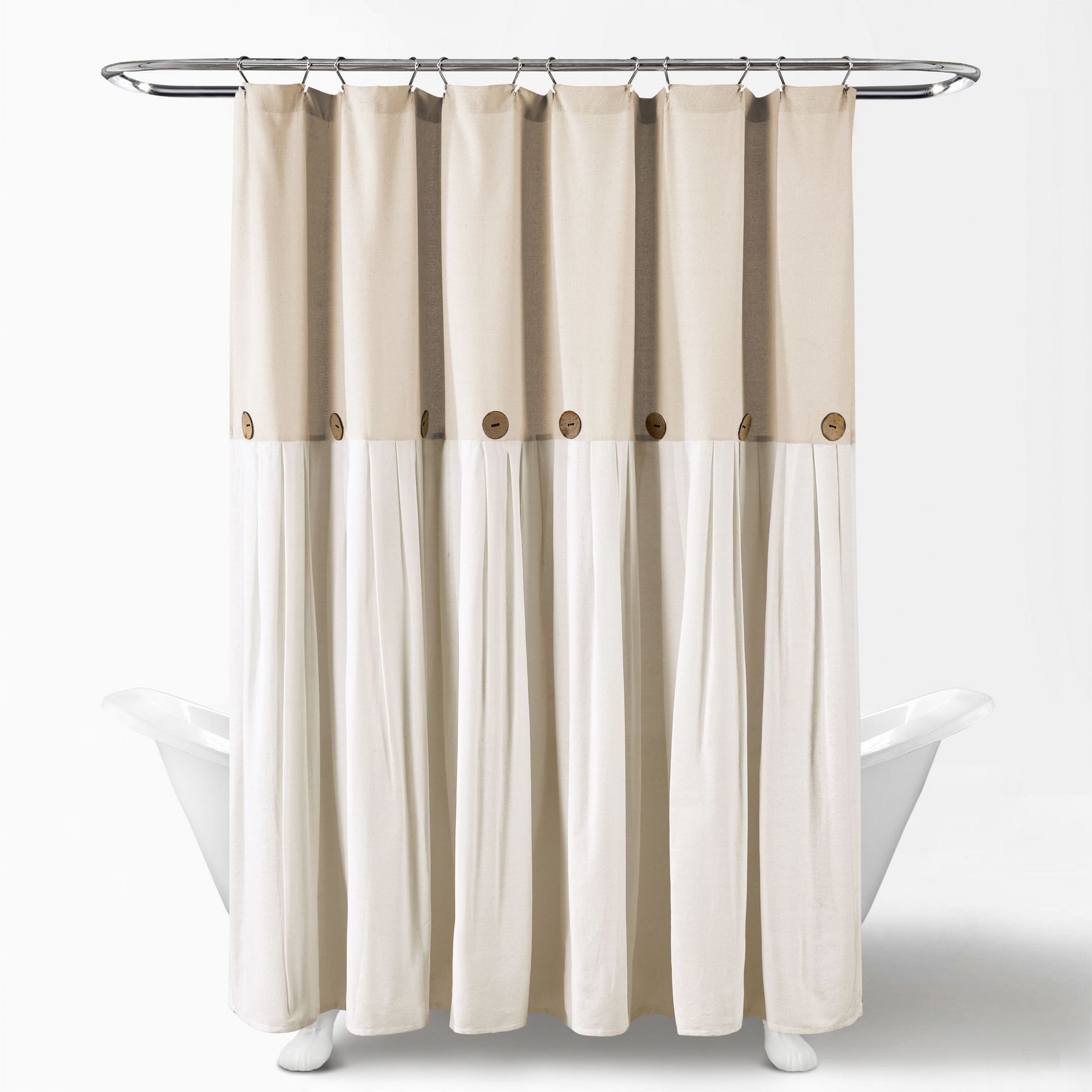 Linen Button Shower Curtain Linen Single 72X84