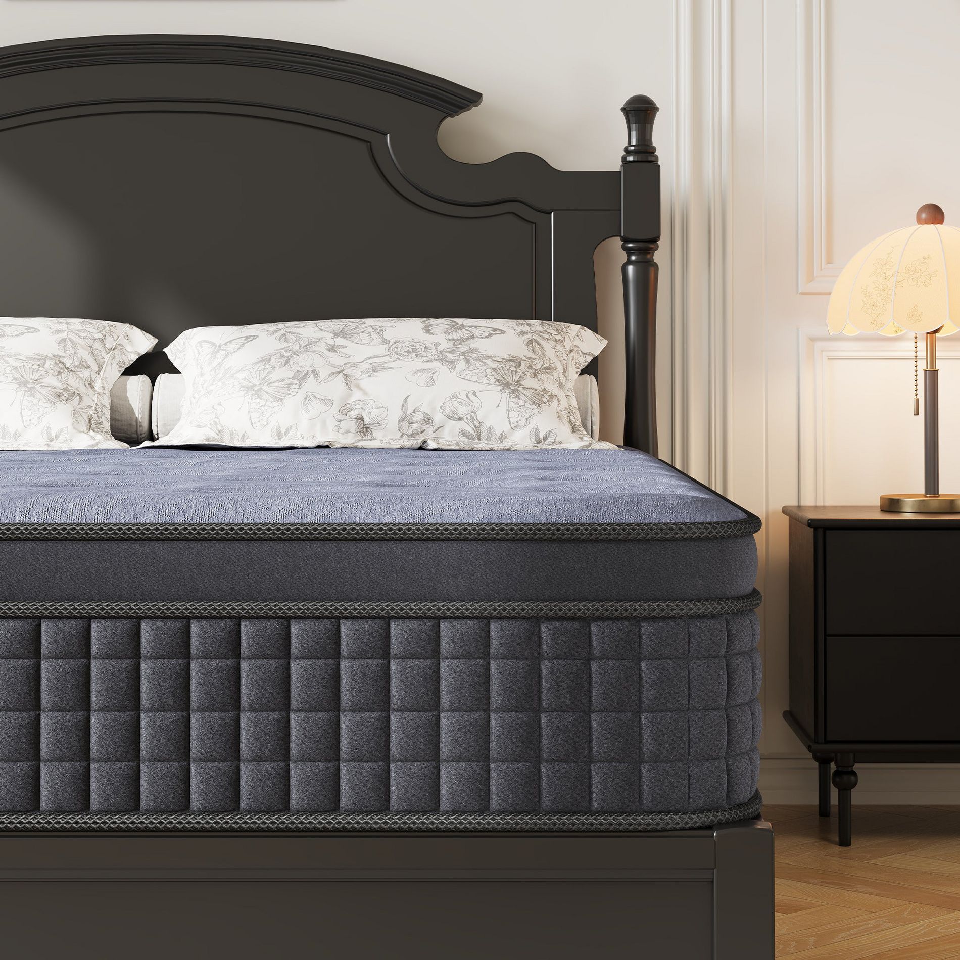 Sailvan Mattress in a Box, 12 inch Mattress Cooling Gel Infused Memory Foam and Pocket Spring Hybrid Mattress with Medium Firm, Gray