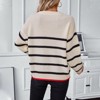 Women Crew Neck Striped Knitted Oversized Long Sleeve Pullover Sweater Tops - 4 of 4